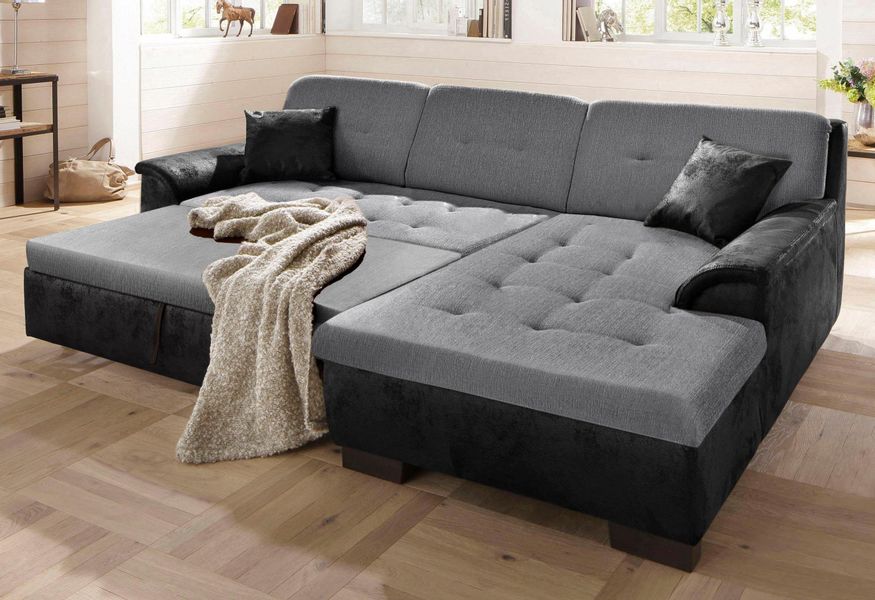 Home affaire Ecksofa "Bergen" wahlweise mit Bettfunktion L-Form günstig online kaufen