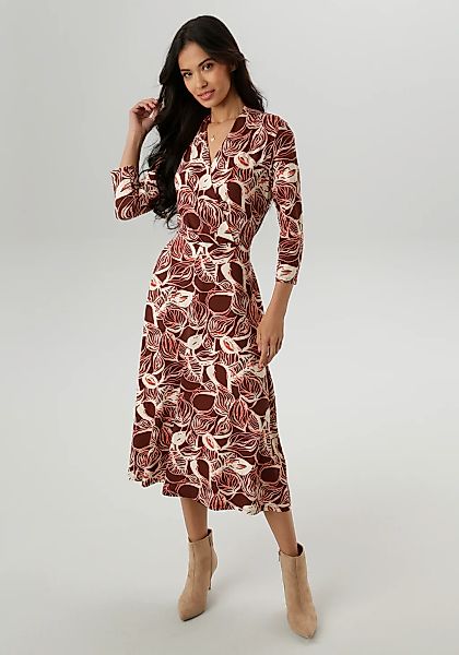 Aniston SELECTED Jerseykleid mit V-Ausschnitt in Wickeloptik und Bindedetai günstig online kaufen