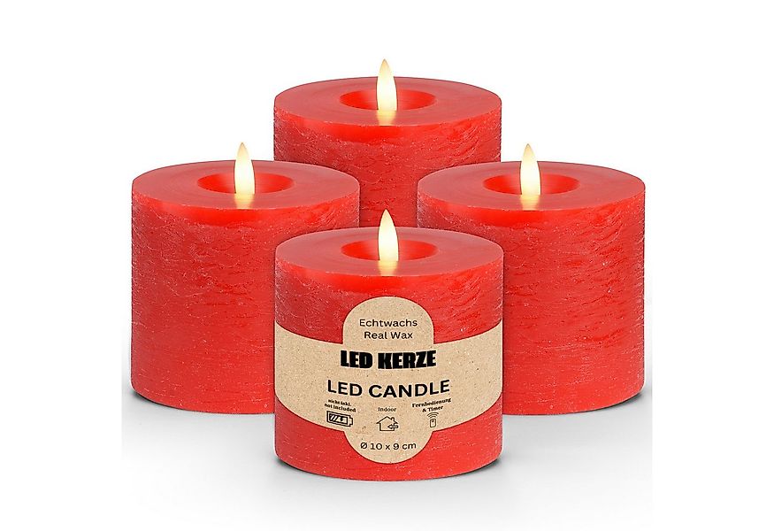 matches21 HOME & HOBBY LED-Kerze LED Stumpenkerzen 4er Set Wachs, Flackernd günstig online kaufen