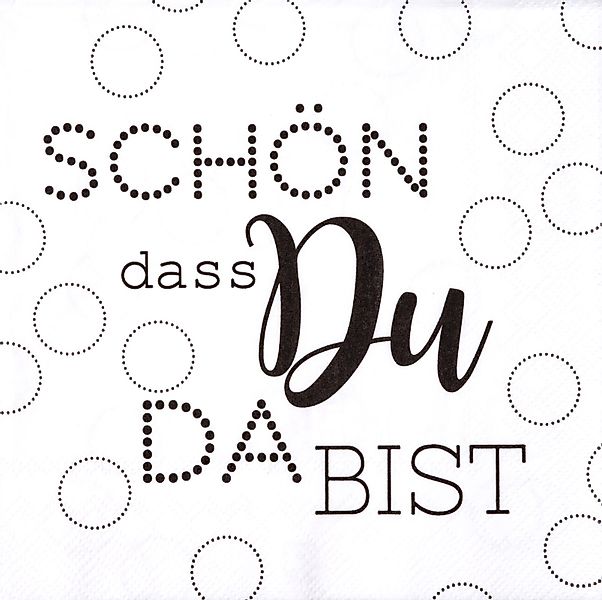 Gästeservietten Schön dass du da bist – Tischdeko mit Spruch günstig online kaufen