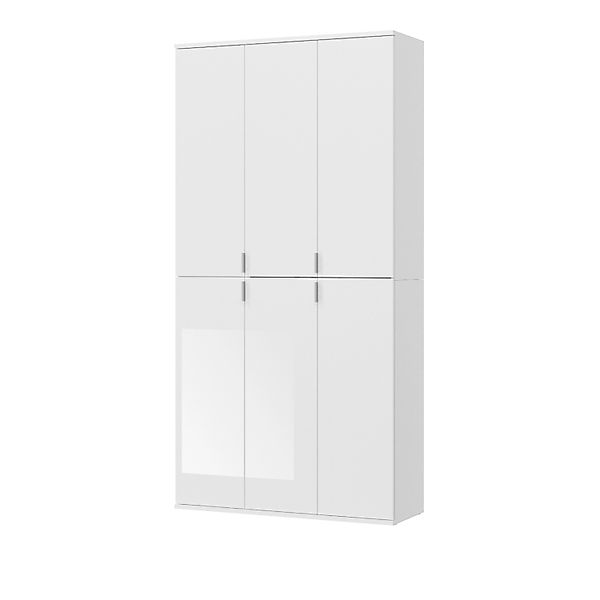 Inn.Furn Schuhschrank Weiß Hochglanz 91 cm mit 15 Fächern SystemX günstig online kaufen