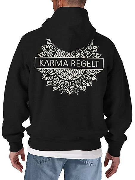 MAKAYA Kapuzenpullover mit Rückenprint Spruch Karma günstig online kaufen
