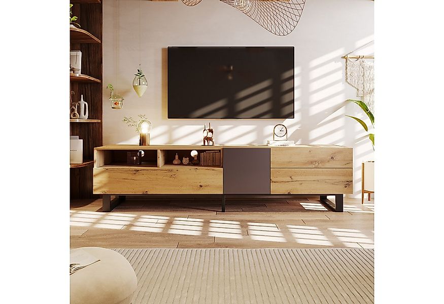 MODFU TV-Schrank Lowboard, Fernsehtisch TV Board (1-St., mit Holzmaserung) günstig online kaufen