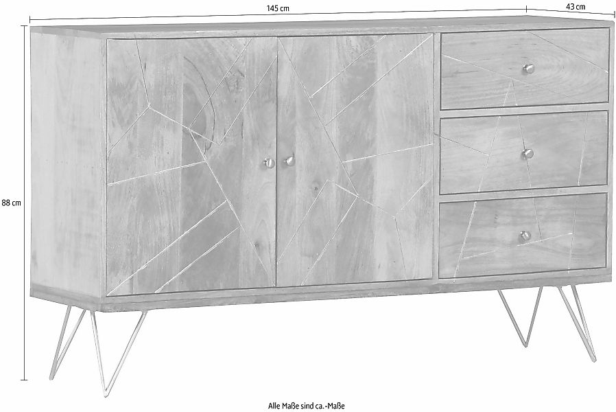 Gutmann Factory Sideboard, Kommode mit modernen Haarnadel Beinen, Breite 14 günstig online kaufen