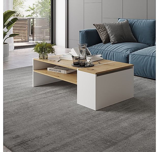 Vicco Couchtisch Rubby, Artisan Eiche/Weiß, 110 x 60 cm günstig online kaufen