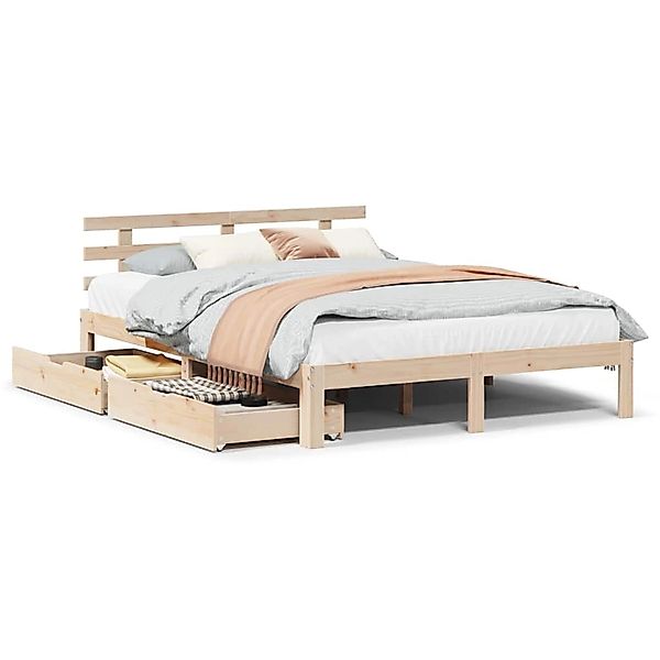 vidaXL Massivholzbett mit Schubladen 135x190 cm Kiefer 3302000 günstig online kaufen