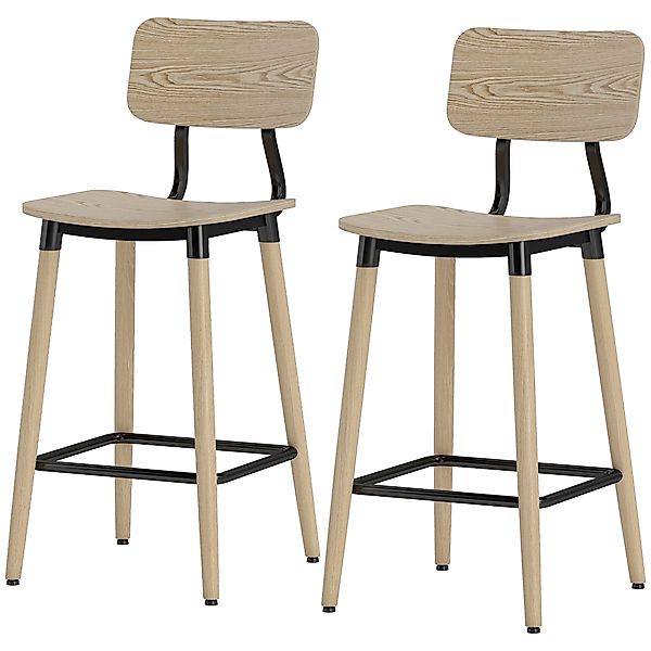 HOMCOM Barhocker 2er Set Barstuhl Tresenhocker mit Rückenlehne und Fußstütz günstig online kaufen