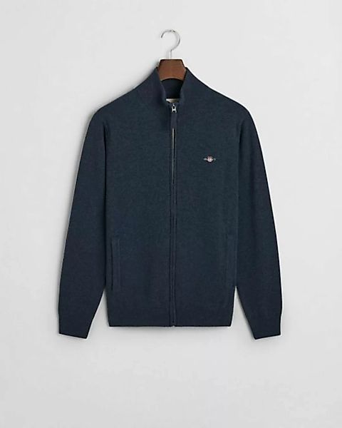 Gant Strickjacke SUPERFINE LAMBSWOOL ZIP CARDIGAN, DARK NAVY MELANGE günstig online kaufen