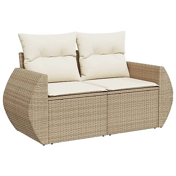 vidaXL Gartensofa mit Kissen 2-Sitzer Beige Poly Rattan 366080 günstig online kaufen