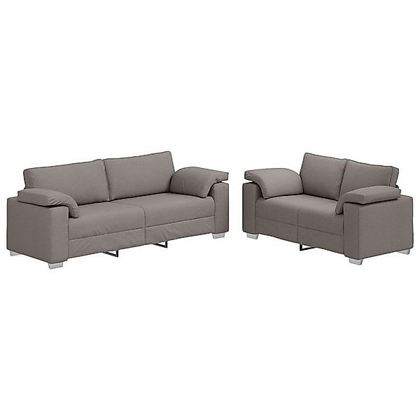 vidaXL Sofa 2-tlg. Sofagarnitur mit Kissen Taupe Stoff, 2 Teile günstig online kaufen
