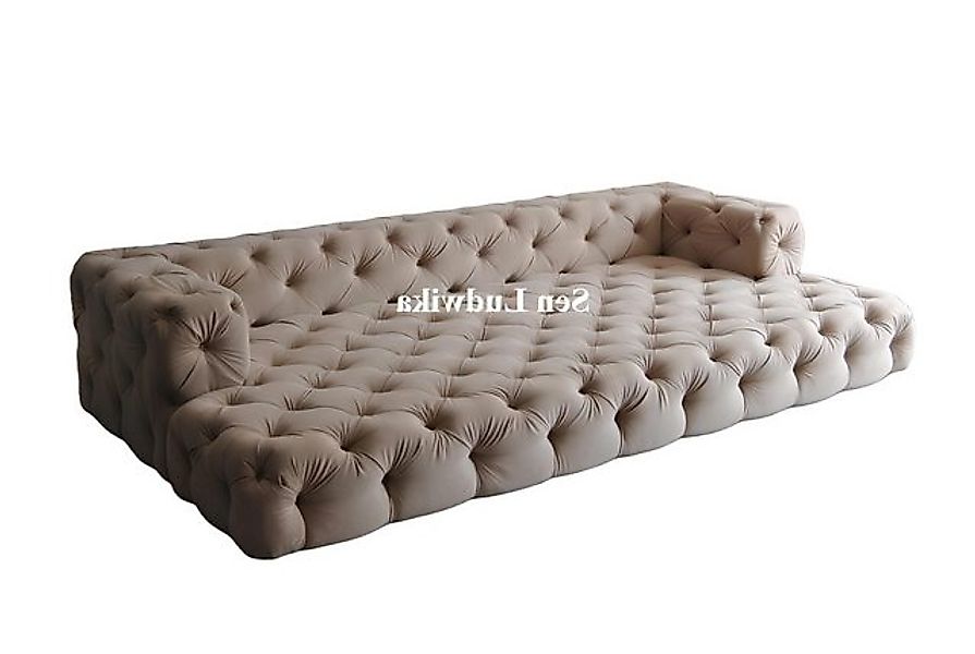 Xlmoebel Schlafsofa XXL 300 cm Schlafsofa mit Bettfunktion in Chesterfield- günstig online kaufen