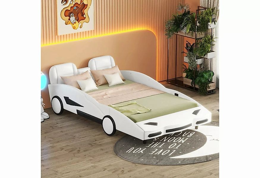SOFTWEARY Autobett mit Lattenrost und Rausfallschutz (140x200 cm), Kinderbe günstig online kaufen