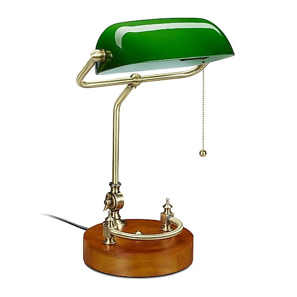 relaxdays Tischleuchte Bankerlampe mit Zugschalter günstig online kaufen