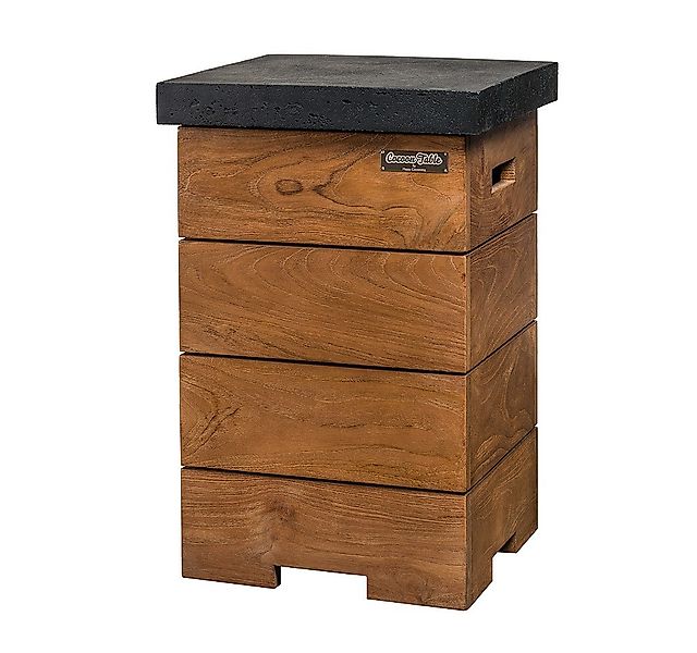 Happy Cocooning Beistelltisch Teak für Gasflasche schwarz 410 x 410 x 620 m günstig online kaufen