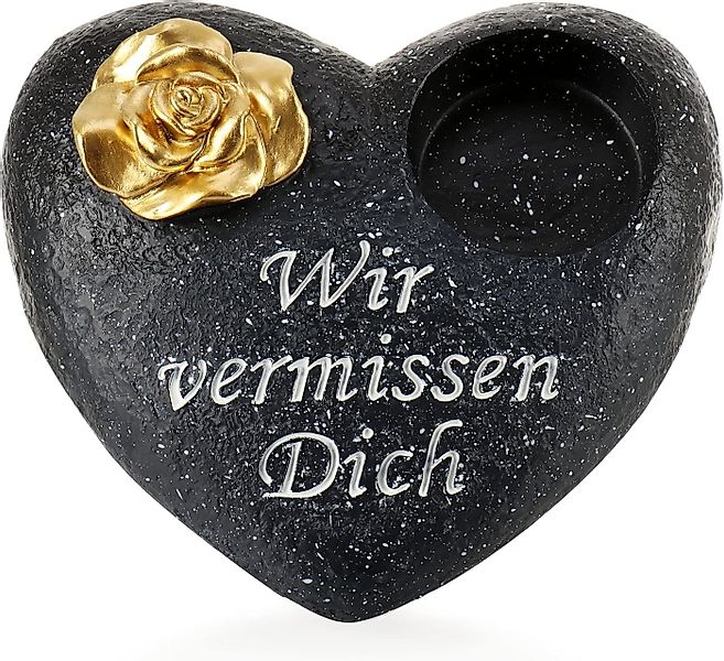 MF Grabkerze Grabherz für Grabkerze – stilvolle Gedenkdekoration in Schwarz günstig online kaufen