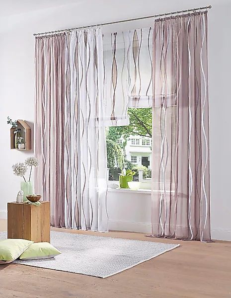 my home Gardine »Dimona«, (2 St.), 2er-Set, Bestseller, Polyester, Wellen günstig online kaufen