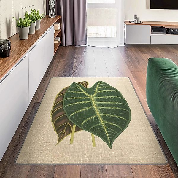 Teppich Blätter auf Leinen I günstig online kaufen