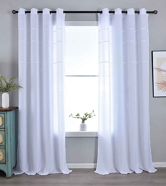 Gardinenbox Gardine (2 St), Ösen, halbtransparent, Polyester, »Leipzig« Ket günstig online kaufen