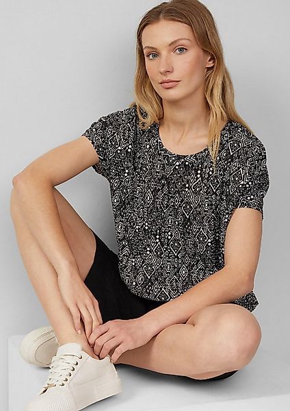 s.Oliver Kurzarmshirt T-Shirt Plissiertes T-Shirt im Relaxed Fit günstig online kaufen