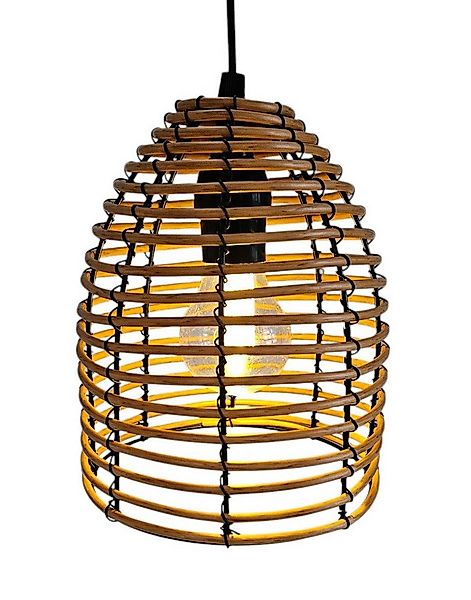 Meinposten Hängeleuchte LED Rattan Optik Außen Innenbereich 18x16 cm Garten günstig online kaufen