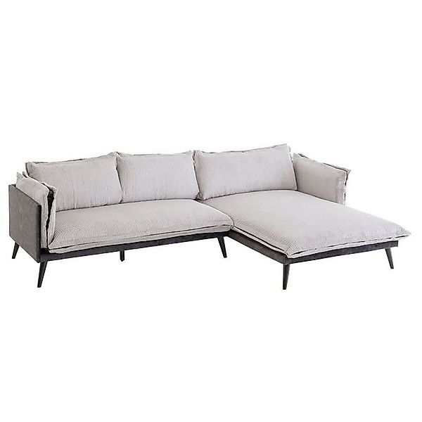 CARO-Möbel Ecksofa SUBLIMUS, Ecksofa gepolstert mit Cord Bezug in hellgrau günstig online kaufen