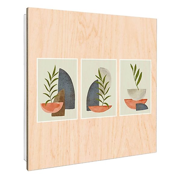 Banjado Großer Schlüsselbox Holz 30x30cm Weiß Scharnier Rechts 50 Haken Sch günstig online kaufen