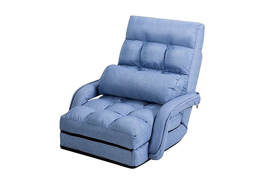 KOMFOTTEU Schlafsofa Klappsessel Bodenstuhl, mit Armlehnen und Kissen,aus B günstig online kaufen