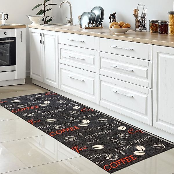 Carpetia Teppich Küchenläufer schwarz mit Gelrücken günstig online kaufen