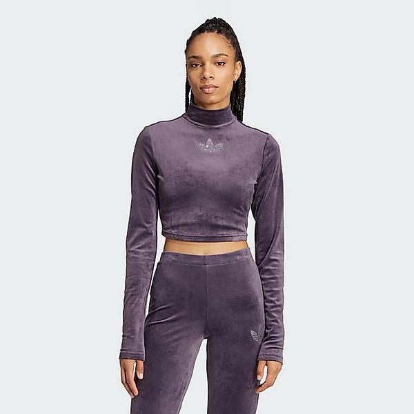 adidas Originals Crop-Top LONG SLEEVE RHINESTONE TREFOIL VELVET CROP-TOP günstig online kaufen