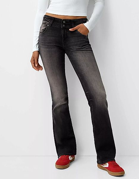 Bershka Low Waist Bootcut-Jeans Damen 10-12 Schwarz günstig online kaufen