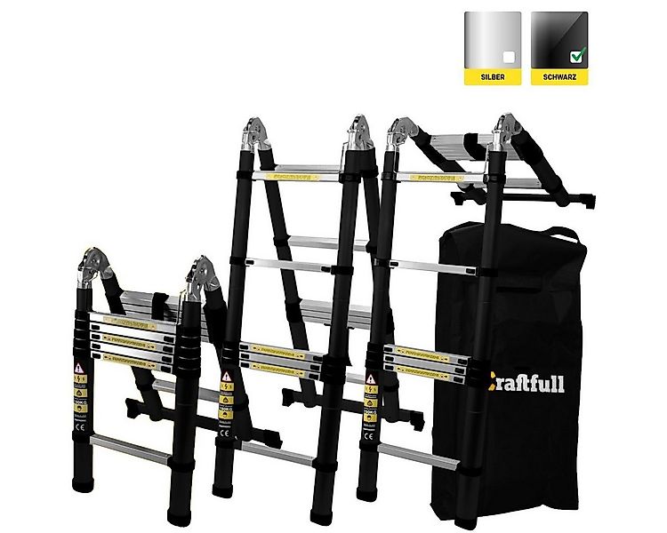 Craftfull Teleskopleiter Alu Klappleiter CF-102A Black Edition - 3 J. Garan günstig online kaufen
