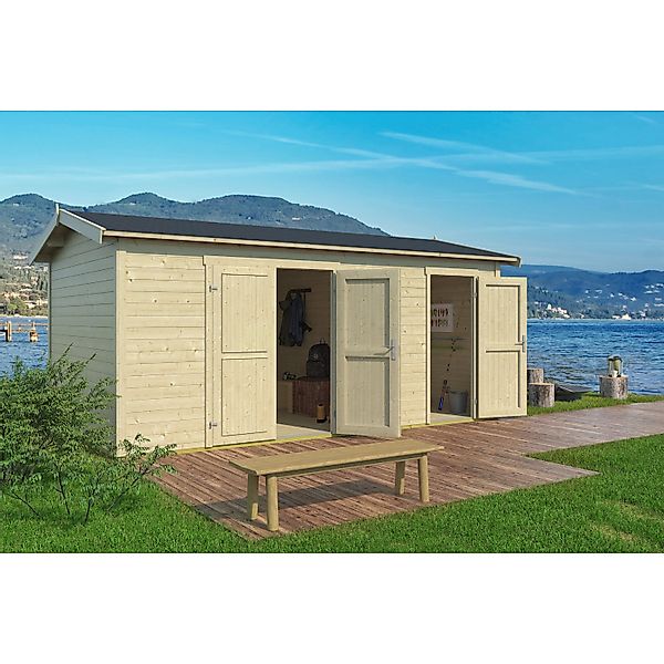 Lasita Holz-Gartenhaus Tuvalu XL Natur 540 cm x 331,2 cm günstig online kaufen