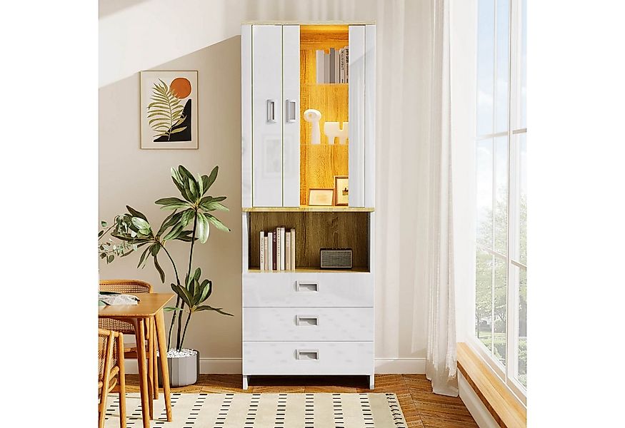 Furnishings Home Hochschrank Weiße Vitrine + günstig online kaufen