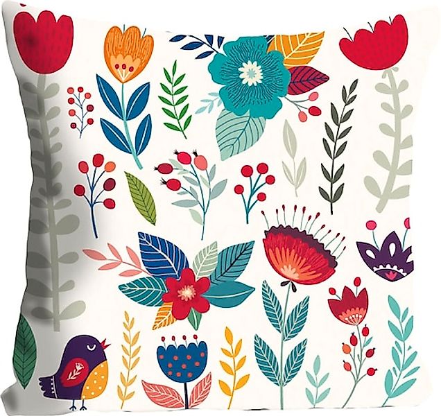 queence Dekokissen »Lottie«, Kissenhülle,Bunte Blumen,Florales Design,Farbe günstig online kaufen