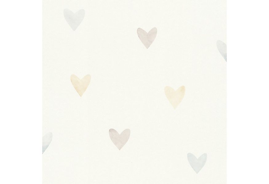 Rasch Vliestapete 301724 - Kinderzimmer-Tapete mit bunten Herzen in Aquarel günstig online kaufen