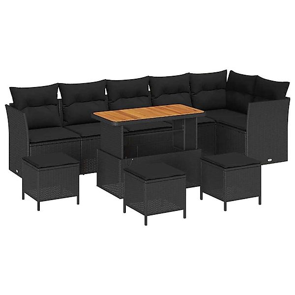 vidaXL Garten-Sofa-Set 10-Tlg Schwarz Poly Rattan 3361509 günstig online kaufen