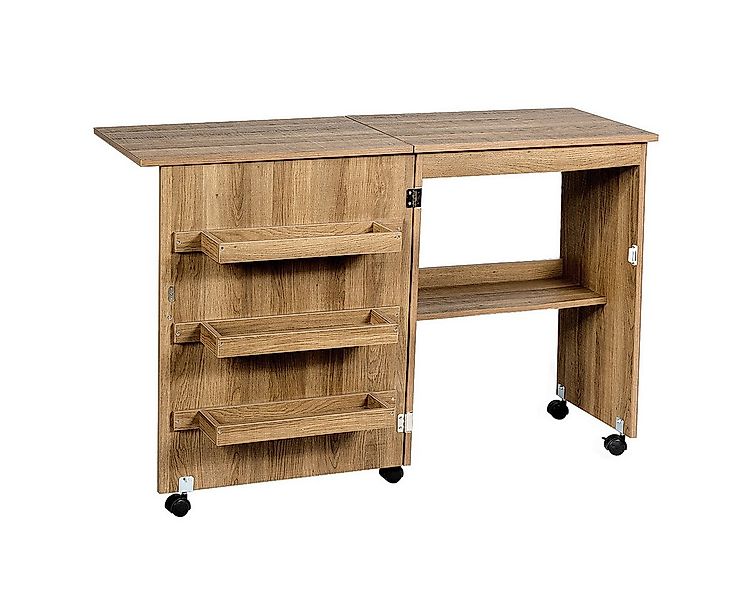 COSTWAY Regal-Schreibtisch, Nähschrank klappbar & rollbar, mit Stauraum, 11 günstig online kaufen
