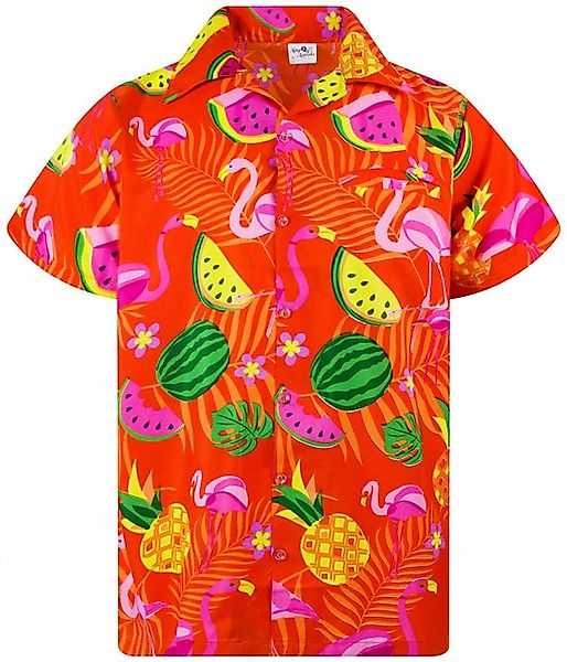 King Kameha Hawaiihemd Flamingo Melone Übergrößen 7XL-12XL Kurzarm Front-Ta günstig online kaufen