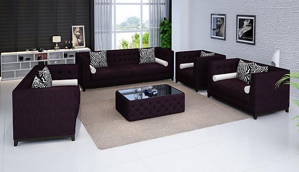 Xlmoebel Sofa Sofa-Set aus Leder mit 4 Sitzen und Sessel, 4 Teile, Hergeste günstig online kaufen