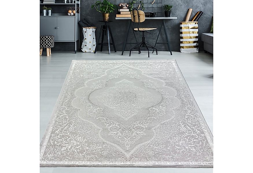 TeppichHome24 Teppich Designer Teppich Orient in Grau Silber Beige, rechtec günstig online kaufen