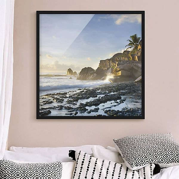 Bild mit Rahmen Natur & Landschaft - Quadrat Sonnenuntergang im Inselparadi günstig online kaufen