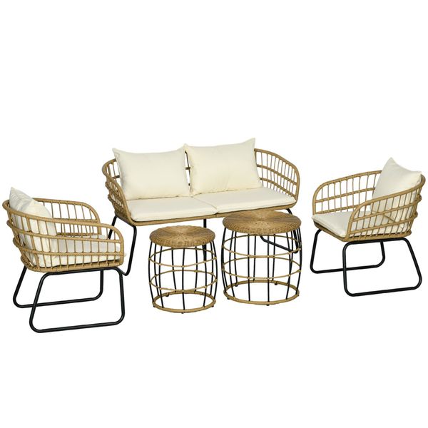 Outsunny Sitzgruppe Rattan Gartenmöbel-Set mit 2 günstig online kaufen