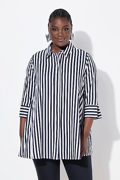 Ulla Popken Hemdbluse Bluse Streifen Godetfalten günstig online kaufen