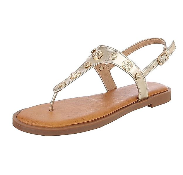 Ital-Design Elegante Sandalen mit goldenen Details für Damen Zehentrenner ( günstig online kaufen