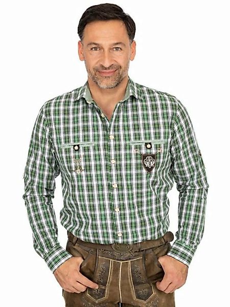 OS-Trachten Trachtenhemd Karo Langarmhemd JACHENAU grün günstig online kaufen