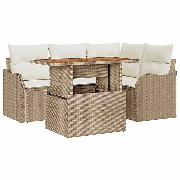 vidaXL 5-Teiliges Gartensofa-Set mit Kissen in Beige aus Poly Rattan 335819 günstig online kaufen