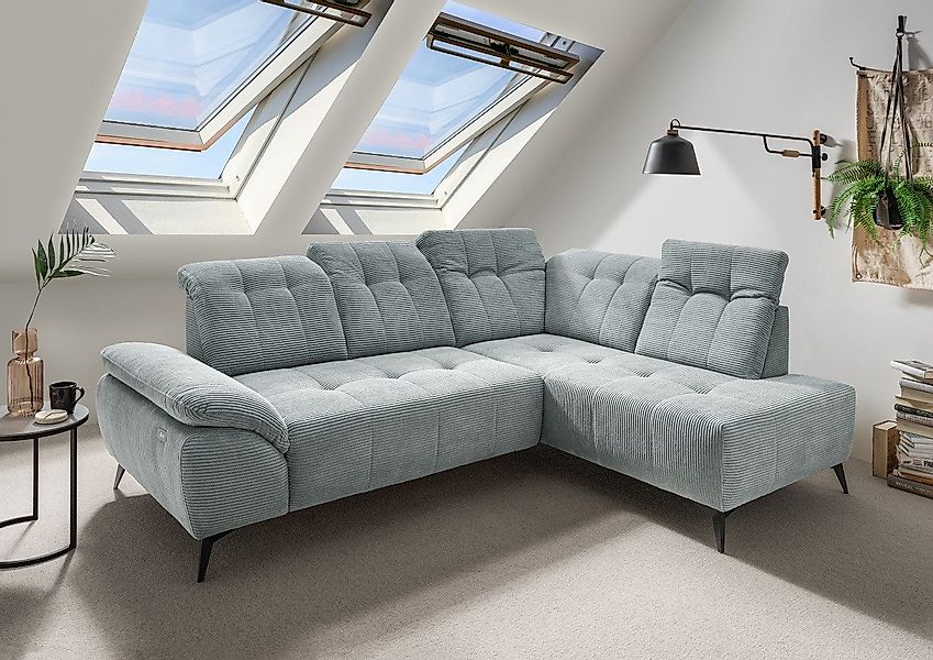 Myhomelando Ecksofa Liona, mit elektrischen Sitzvorschub & Cord-Stoff günstig online kaufen