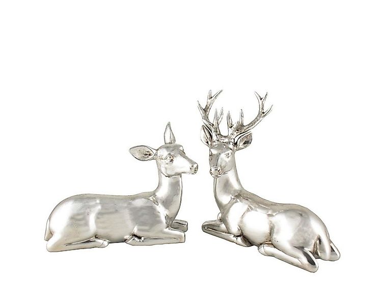 440s Dekoobjekt 440s 2er Set Hirschpaar liegend silberfarben (Paar) günstig online kaufen