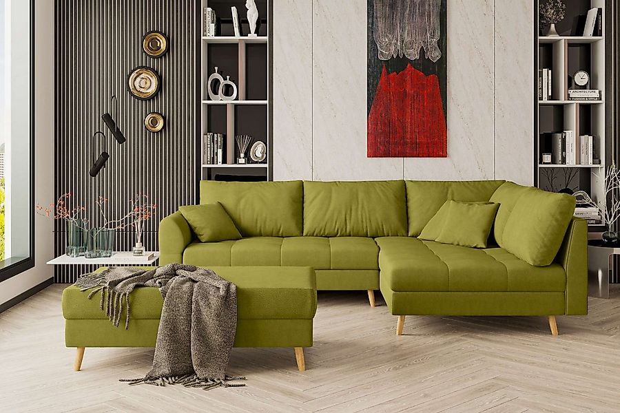 99rooms Ecksofa Bello, Sofa L-Form mit Hocker, links oder rechts bestellbar günstig online kaufen