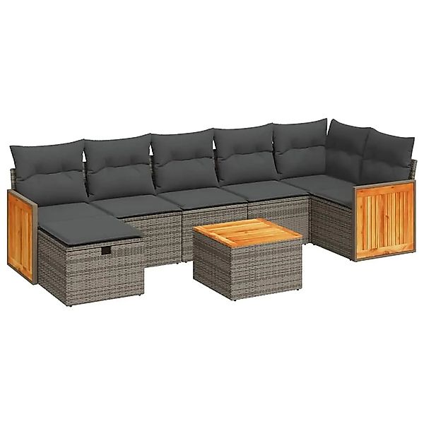 vidaXL 8-Tlg Garten-Sofagarnitur mit Kissen Grau Poly Rattan 3326050 günstig online kaufen
